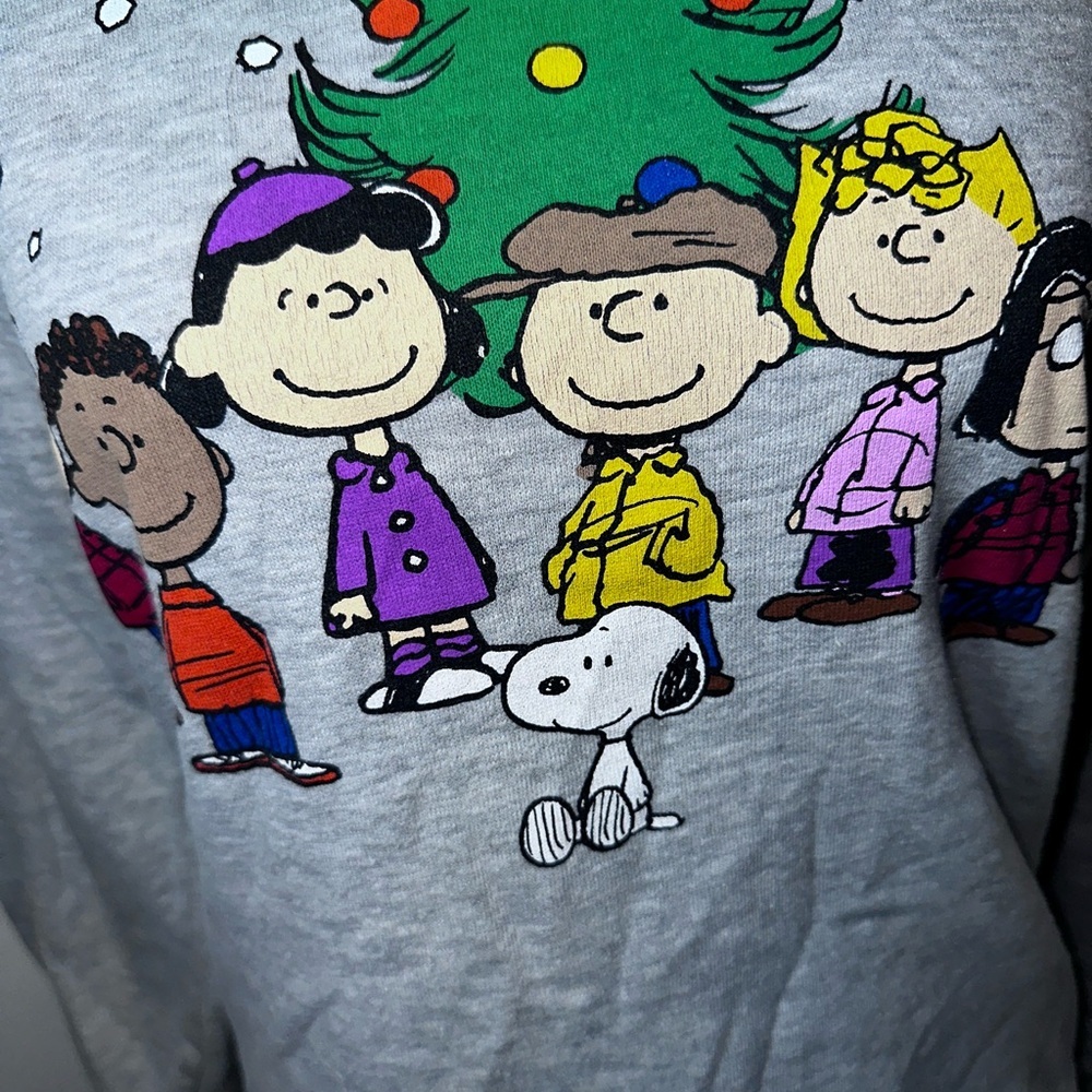 Peanuts Snoopy Charlie Brown Christmas Sweatshirt Gray Holiday Size S - Picture 4 of 10